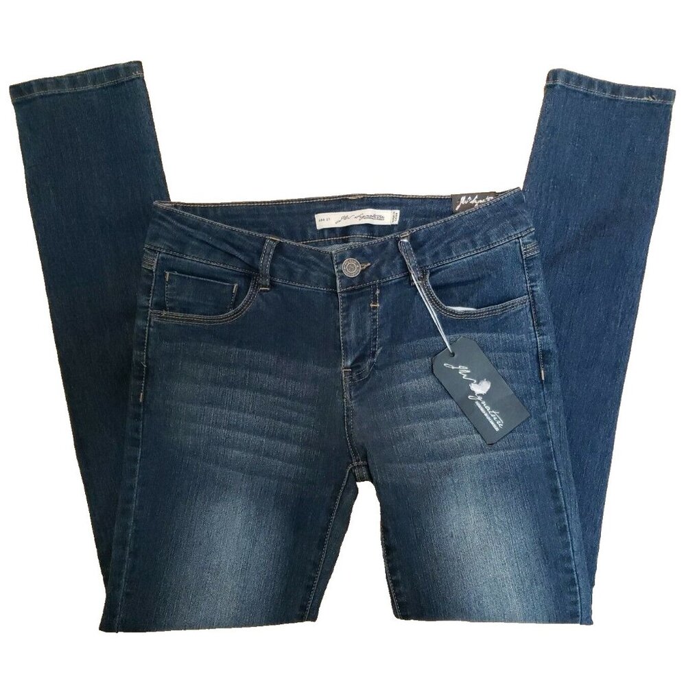 JW Signature Skinny Jeans Womens 27 Low Rise Distressed USA Made Stretch Blue